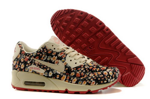 Nike Air Max 90 Womenss Shoes Online Light Gray Flower Brown Inexpensive